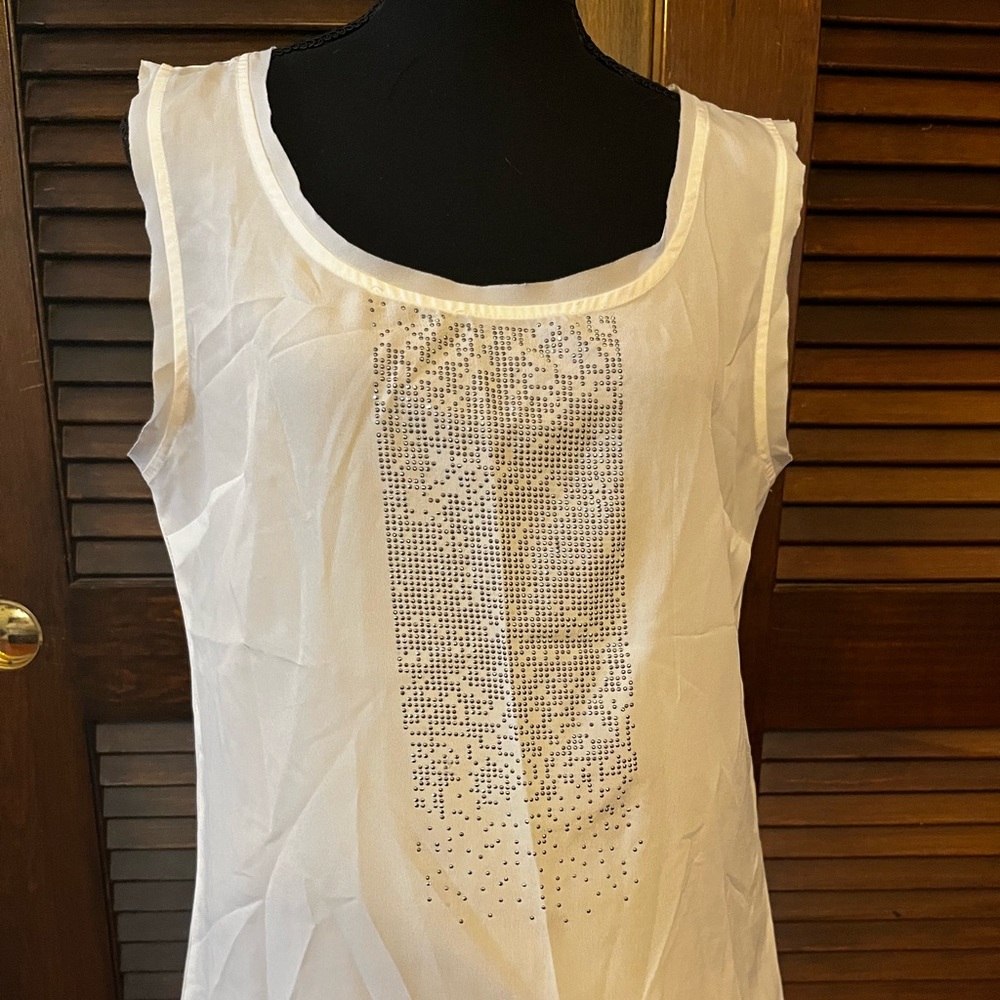 White/Silver Rhinestone Dressy Tank